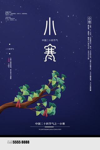 中国传统冬天小寒祝福24二十四节气节日宣传活动海报