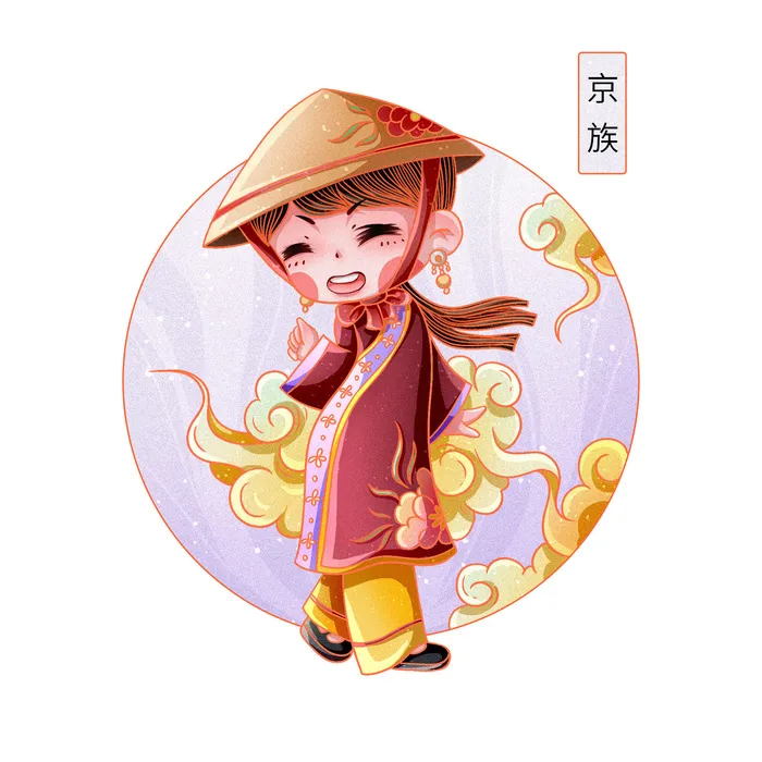国潮Q版56个少数民族人物卡通形象服饰插画民族风服饰元素PSD素材psd模版下载