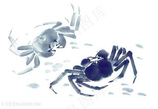 水墨螃蟹图片