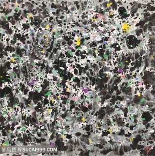 吴冠中水墨斑点背景装饰画