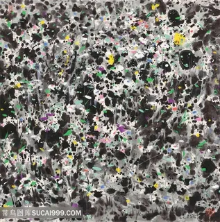 吴冠中水墨斑点背景装饰画 吴冠中水墨斑点背景装饰画
