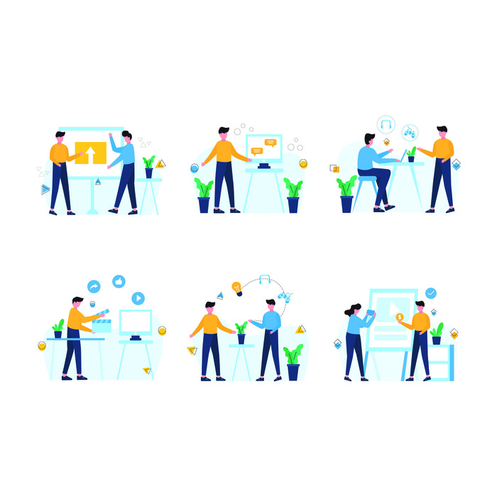 扁平化人物场景办公互联网等距ai矢量设计网页海报UI素材插画