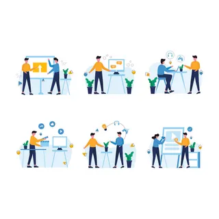 扁平化人物场景办公互联网等距ai矢量设计网页海报UI素材插画