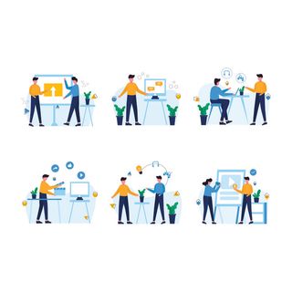 扁平化人物场景办公互联网等距ai矢量设计网页海报UI素材插画