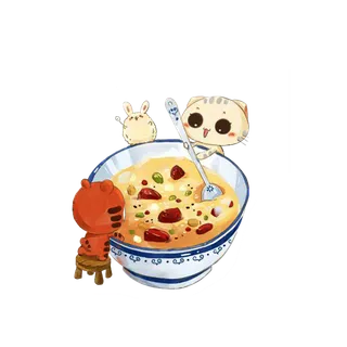 腊八元素-卡通腊八节腊八粥艺术字体八宝粥PNG免扣腊八海报装饰插画PNG素材