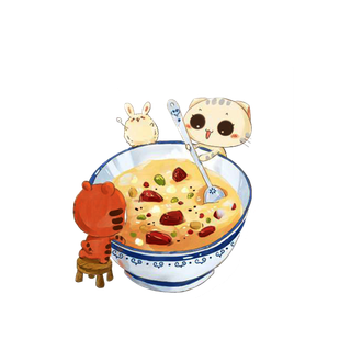 腊八元素-卡通腊八节腊八粥艺术字体八宝粥PNG免扣腊八海报装饰插画PNG素材