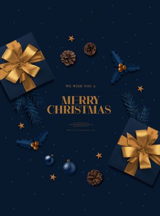 简约深蓝色圣诞节海报