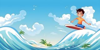 海洋冲浪浪花儿童男孩背景