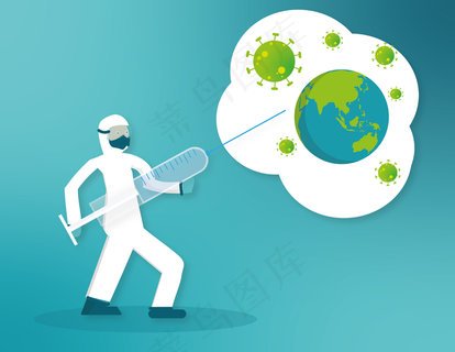 打击新冠病毒插画图片素材