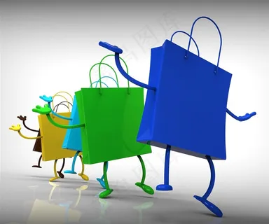 购物袋的舞蹈表演高清图片