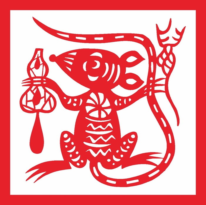 红色喜庆简约风春节窗花剪纸矢量图吉祥如意恭喜发财鼠年大吉