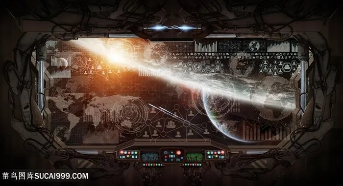飞机机舱宇宙景色高清图片