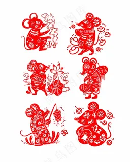 老鼠剪纸 剪纸风元素 老鼠剪纸 剪纸风元素