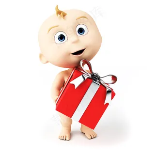 手捧礼物的3D宝宝图片 手捧礼物的3D宝宝图片