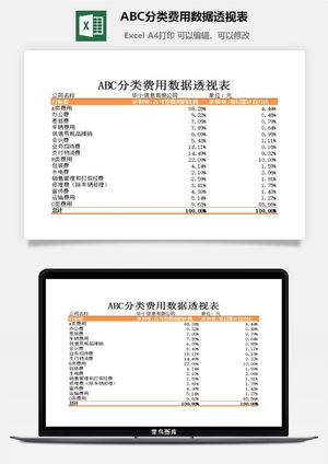 ABC分类费用数据透视表excel模板预览图