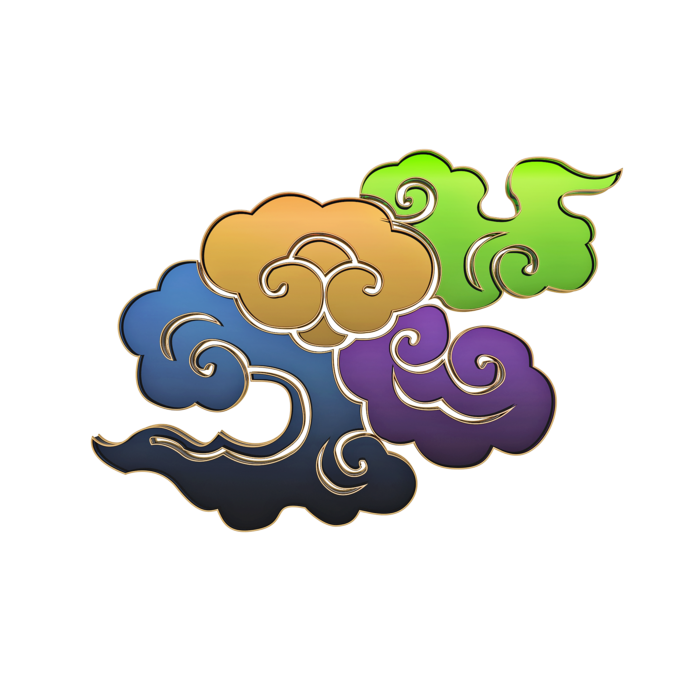 大气中国风祥云国潮风金边立体云朵剪纸创意装饰元素PNG免抠素材