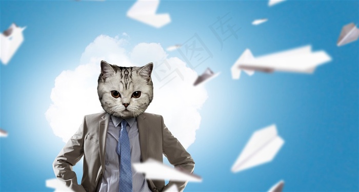 创意猫头商务人士高清图片