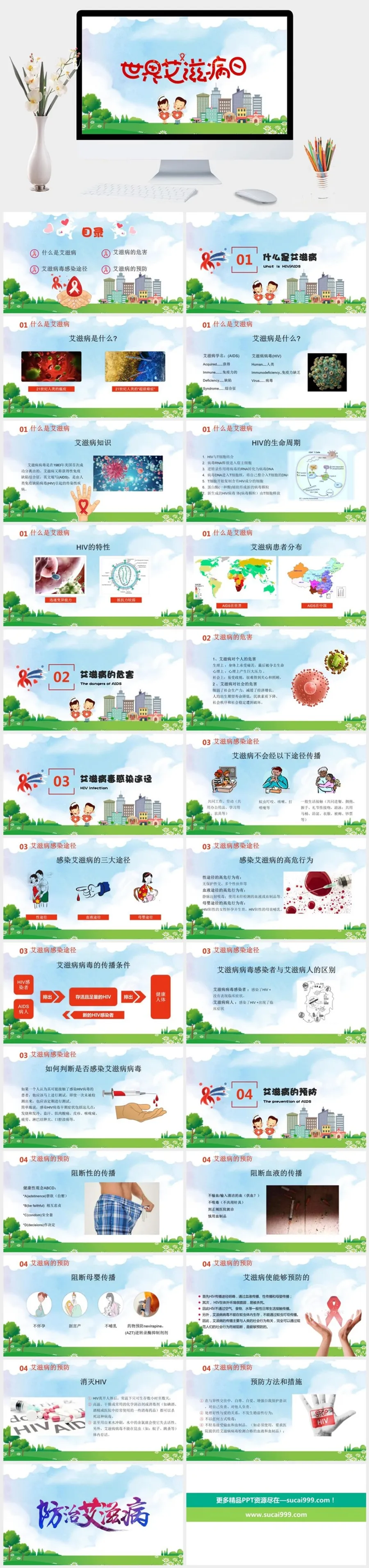 预防艾滋病医疗健康PPT模板