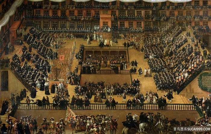 会场人物聚集油画装饰画