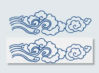 蓝色祥云海浪简笔素材