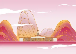 国潮鎏金南开大学主楼地标建筑