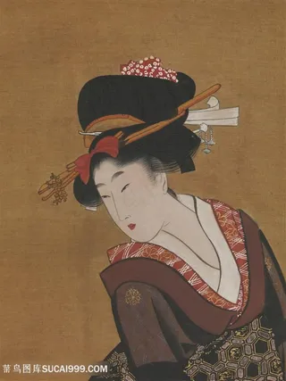 喜多川歌磨唯美日式美女装饰画