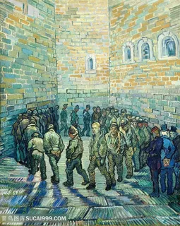 凡高囚犯与狱警人物油画图片