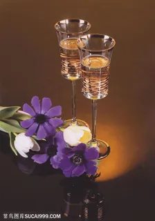 酒水布局-紫色的鲜花和美酒 酒水布局-紫色的鲜花和美酒