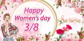 手绘美女三八妇女节花卉背景