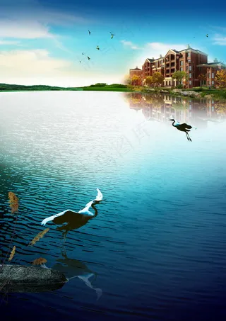 地产水景画图片