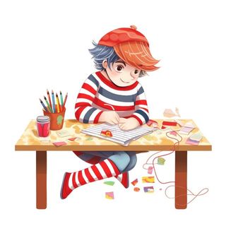 绘画儿童男孩插画元素