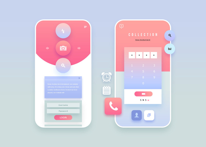 UI多页面包装展示手机APP交互界面样机长图概念PSD设计模板