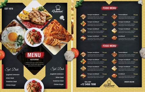 设计英文食物菜单素材