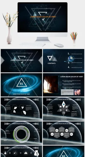 时尚科技感宇宙星空PPT模板预览图