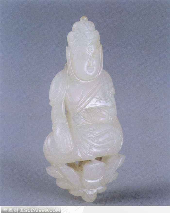 中华传统工艺-荷花上打坐的和尚