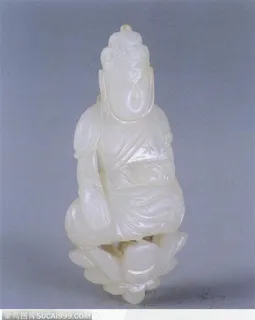 中华传统工艺-荷花上打坐的和尚