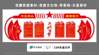 党建文化墙党建素材CDR预览图不忘初心继续前行共筑中国梦党政制度