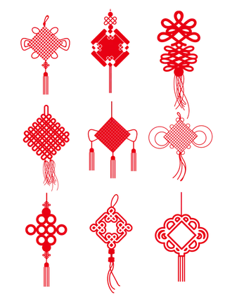 红色平安结中国结免扣素材