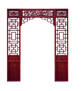 朱红色古典木头花纹简笔