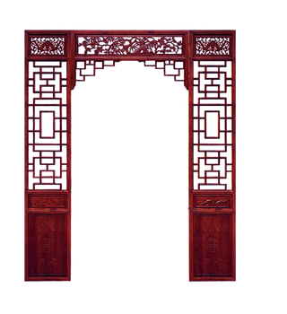 朱红色古典木头花纹简笔