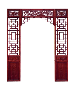 朱红色古典木头花纹简笔