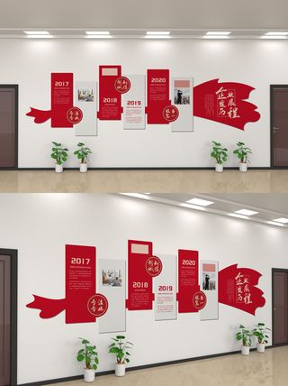 企业公司商业文化墙装修展板口号标语历史进程