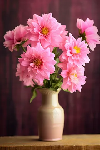 花瓶粉红菊花花束摄影图