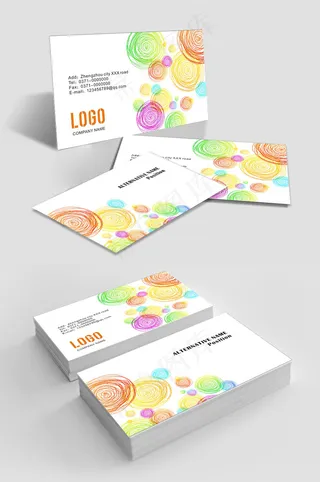 简约炫彩线条线圈大气商务名片设计