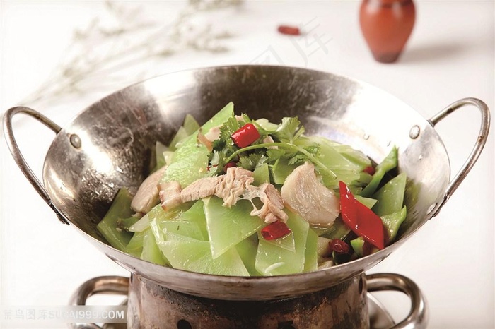 中华美食干锅莴笋摄影图