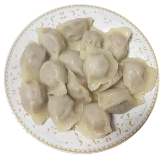 一盘猪肉白菜芹菜香菇荠菜水饺蒸饺免抠摄影元素素材