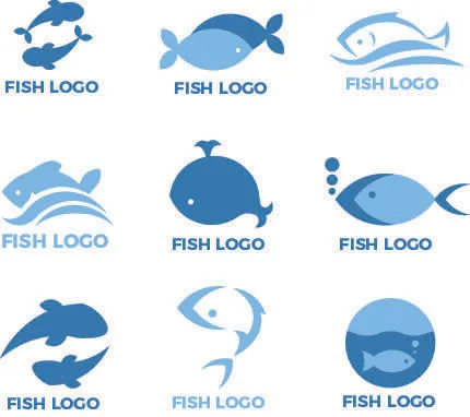 商务海洋鱼类海鲜图标LOGO标识标志标签水产图形AI矢量EPS素材图eps,ai矢量模版下载