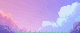 天空紫蓝色渐变云朵云层浪漫手绘插画