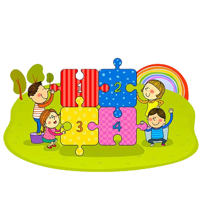 小孩玩拼图