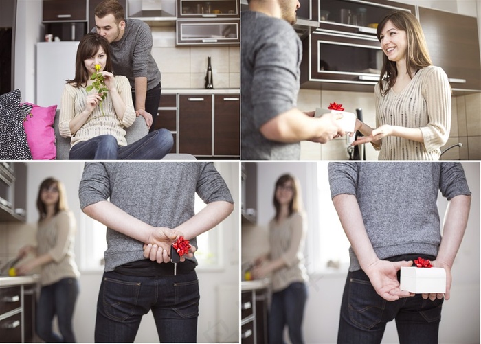 给对方礼物的情侣